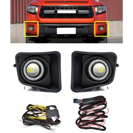 ECAHAYAKU LED Front Bumper Fog Light Fit for 2014-2021 Toyota Tundra Fog Lamp Cover Replacement DRL Amber Turn Signal Light Daylight