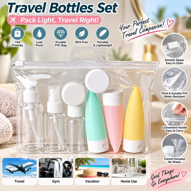 Refillable Travel Bottles for Toiletry Storage – Portable Liquid Containers