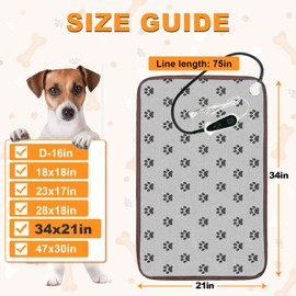 Bestio Cat Heating pad,Large Heating Pad for Dogs with Adjustable Thermostat (1-24 Hours) and Chew Resistant Steel Cord for Pets Birth,Newborns or Elder Pets (Paw,34×21 in)