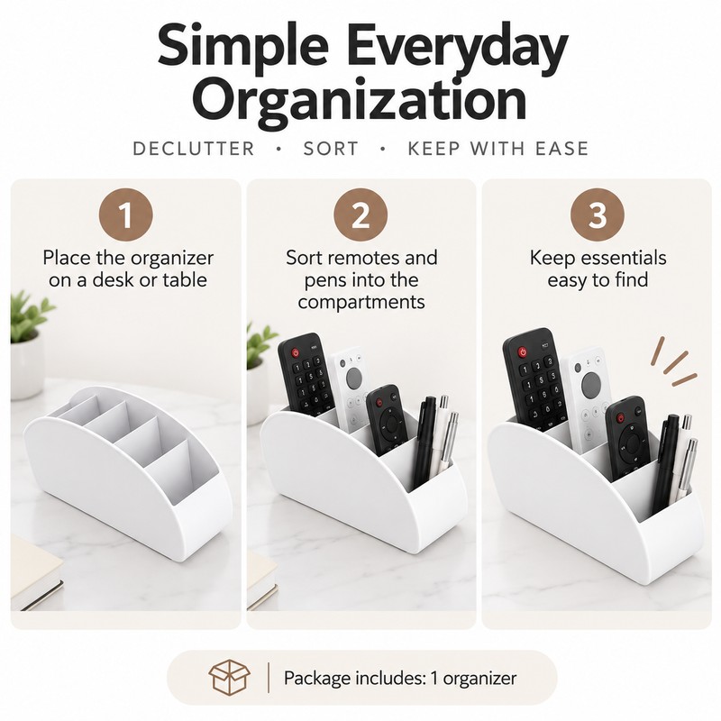 Remote Control Organizer for TV & Media Accessories – 5-Slot