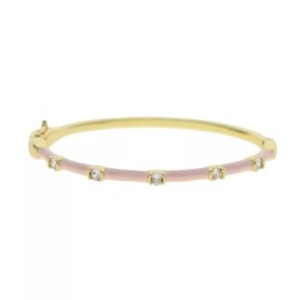 ZARD Pink Enamel and Cubic Zirconia Bangle Bracelet