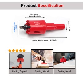 SagaSave HSS Bi-Metal Hole Saw with Corn Hole Drill Bit Hole Cutter for Stainless Steel Metal Wood Plastic Drywall Fiberboard 17mm 1Pcs
