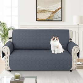 Ystyle Sofa Cover 1 Seater with Armrests, Sofa Cover Universal Waterproof, Living Room Non-Slip Washable Sofa Protector, Scratch-Resistant Couch Cover for Pets, Cats, Dogs, Light Grey