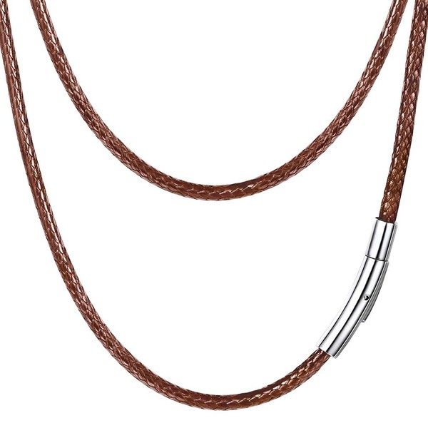 PROSTEEL Rope Chain Necklace String Brown Leather Necklaces Pendant Cord