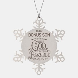 to My Son with God Anything is Possible Bible Verse Son Christmas Ornament Gifts, Motivational Son Gifts, Xmas Gifts for Son Snowflake Ornament Christian Decorations