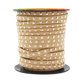 Mandala Crafts Faux Suede Cords - Beige Vegan Leather Strings for Jewelry Making - 20 Yds Studded Laces & Rivets