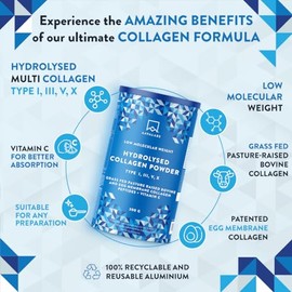 AAVALABS Collagen Powder + Vitamin C -300g- Grass Fed Bovine Collagen Powder - Multi Collagen Protein - Type 1, 3, 5 & 10 Collagen Peptides-Unflavored Hydrolysed Collagen Powder for Women & Men -17 Amino Acids