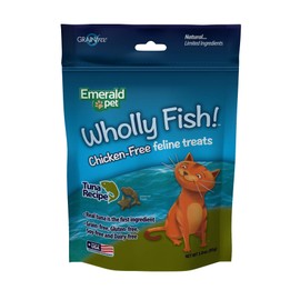 Emerald Pet Feline Wholly Fish! Crunchy Natural Grain Free, Chicken Free Cat Treats, Made in USA, 3 oz (00316)