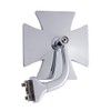 United Pacific-M1006 Chrome Iron Maltese Cross Style Mirror w/Curved Mounting
