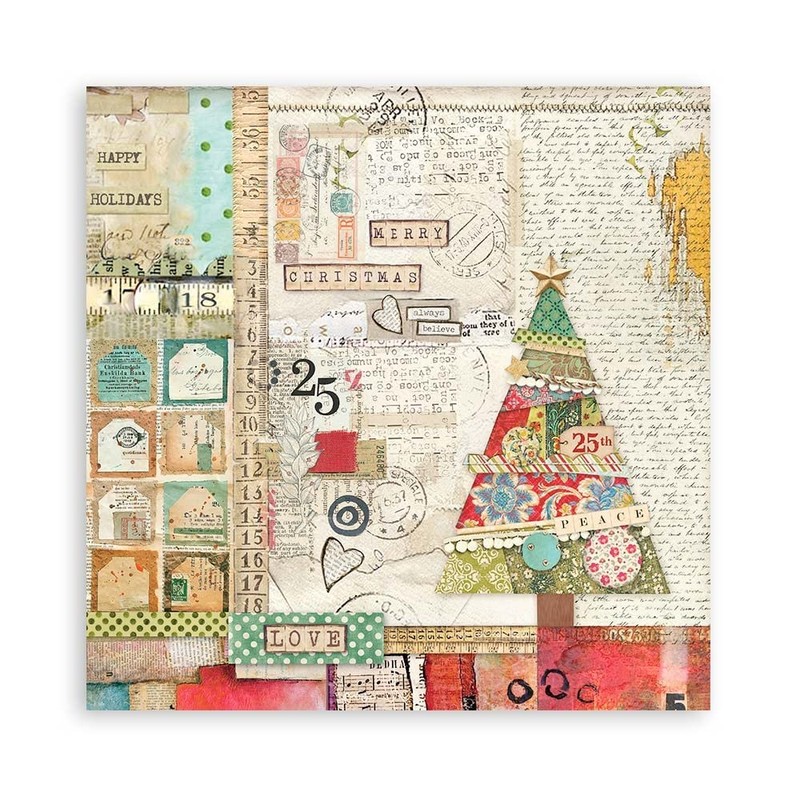 Stamperia International Stamperia-Mini Scrapbooking Pad-Christmas Patchwork, Green and Red, 8