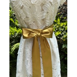LORDRIE Wedding Satin Sash Bridal Belts For Special Occasion Dresses (Gold)