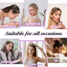 Nogeqi 4PCS Silver Rhinestone Headband, Diamond Crystal Wedding Bride Headband, Flower Leaves Prom Rhinestone Headpiece Hair Accessories for Women Girls