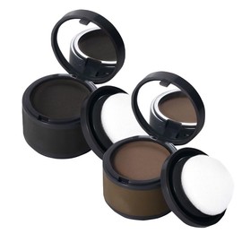 2 Psc Hairline Shadow Powder, Hair Shadow, Root Touch Up Powder For Root Touch Up Hair Color, Hairline Powder, Unisex Root Touch Up Hair Powder(Dark Brown And Black)