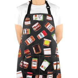 VAMSII Kimchi Lover Gift Kimchi Design Apron With Pockets Korean Foodie Kitchen Gift Housewarming Gift (Kimchi Design A)