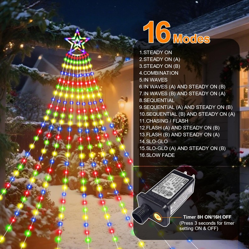 Outdoor Christmas Decoration Star Lights 480 LED Christmas Star Lights