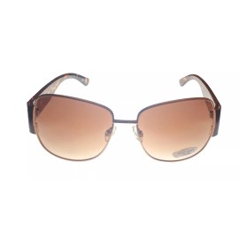 Ellen Tracy Womens Brown Gold Rectangle Metal Sunglass, Gradient Lens ET512. 1