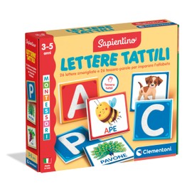 Clementoni - Sapientino Tattili - Game 3 Years, Montessori Flashcards, Flashcards on Letters, Learning the Alphabet, Development of Language, Made in Italy, 16855, Multi-Coloured