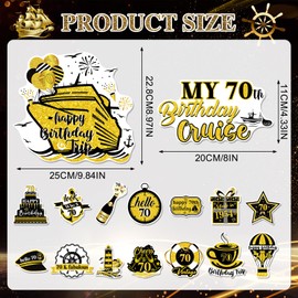 70th Birthday Cruise Door Magnets - Cosmisun 16PCS Happy 70th Birthday Cruise Door Decorations Magnetic Over The Hill 70th Magnet Stickers for Made in 1954 Men Women Carnival Cabin Refrigerator Decor