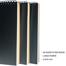 Spiral Steno Pads, Lined Steno Notepads, 3Pack Thick Paper 6” x 8.2” Pads, 60 Sheets Steno Books