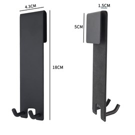 TWSTYFAL Pack of 2 Hooks for Shower Screen, Shower Hooks without Drilling, Sink Sponge Holder, Waterproof, for Glass Thicknesses of 6-12 mm (Matt Black)