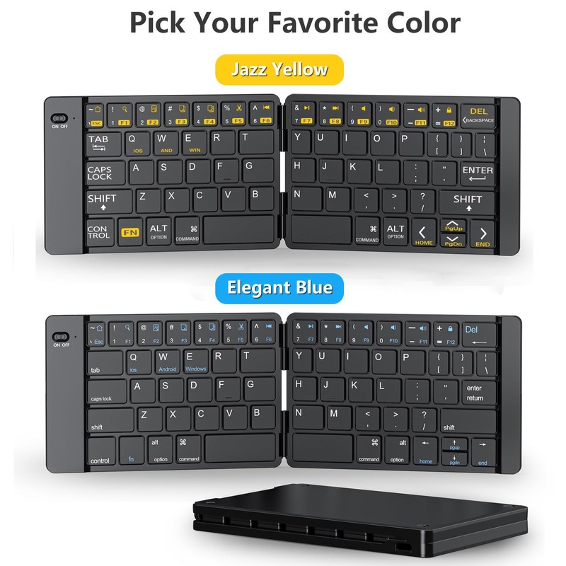 PopBloom Foldable Bluetooth Keyboard - Portable Keyboard with Storage Bag,