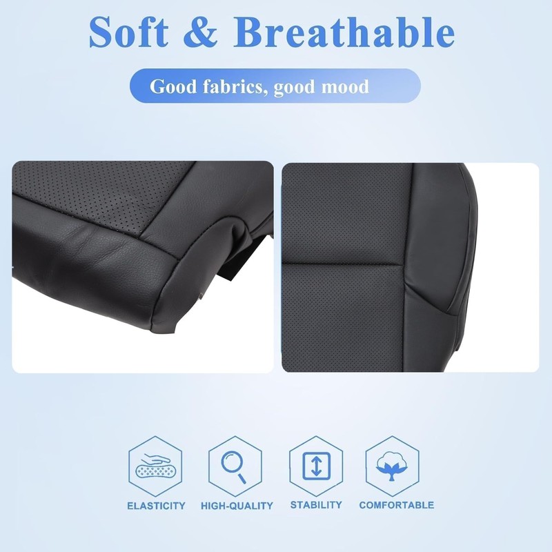 FZJDSD Black Driver Side Bottom Perforated Leather Seat Cover Compatible