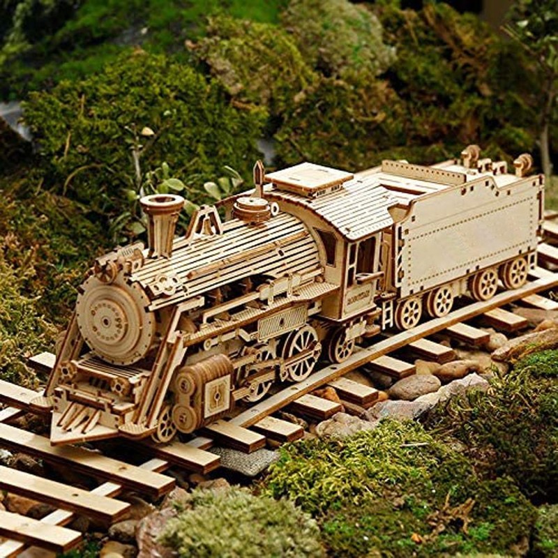 DIY Steam Train Model Vehicle 3D Wooden Puzzles Assembly Toys