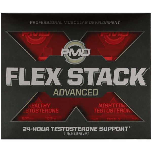PMD Sports Flex Stack Advanced 24-Hour Testosterone Stack for Lean Muscle Growth, Strength, Recovery, Libido and Restful Sleep - N-Test 600 Advanced / 90 Liquid T-Gels, Z-Test 90 Capsules …