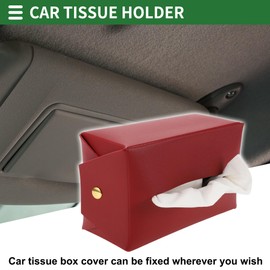 Motoforti Universal Car Tissue Holder Napkin Box Tissues Box Cover Car Backseat Extra Large Tissue Organization, 17x10x6.5cm Faux Leather Red