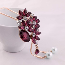 Merdia Women's Flower Leaf Bouquet Pendant Necklace | Long Chain Sweater Necklace | Crystal Necklaces for Women