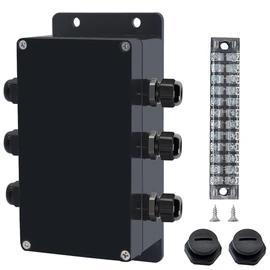 Otdorpatio Project BoxI P67 Outdoor Waterproof box Electronic Junction Box with 15A 600V 12P Barrier Terminal 3IN/3Out Electrical Boxes 6.2x3.5x2.4 inch