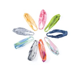 Carol Cao Tie Dye Spa Headbands for Adult Soft Non Slip Turban Headwraps for Adult No Slip Stretch Tie-Dye Head Band Hair Accessories for Adult Sleepover Party Spa Headband for Washing Face(Melon)