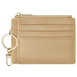 Sodsay Card Case Slim Front Pocket Wallet for Women Credit Card Holder with Keychain(CH Champagne Gold)