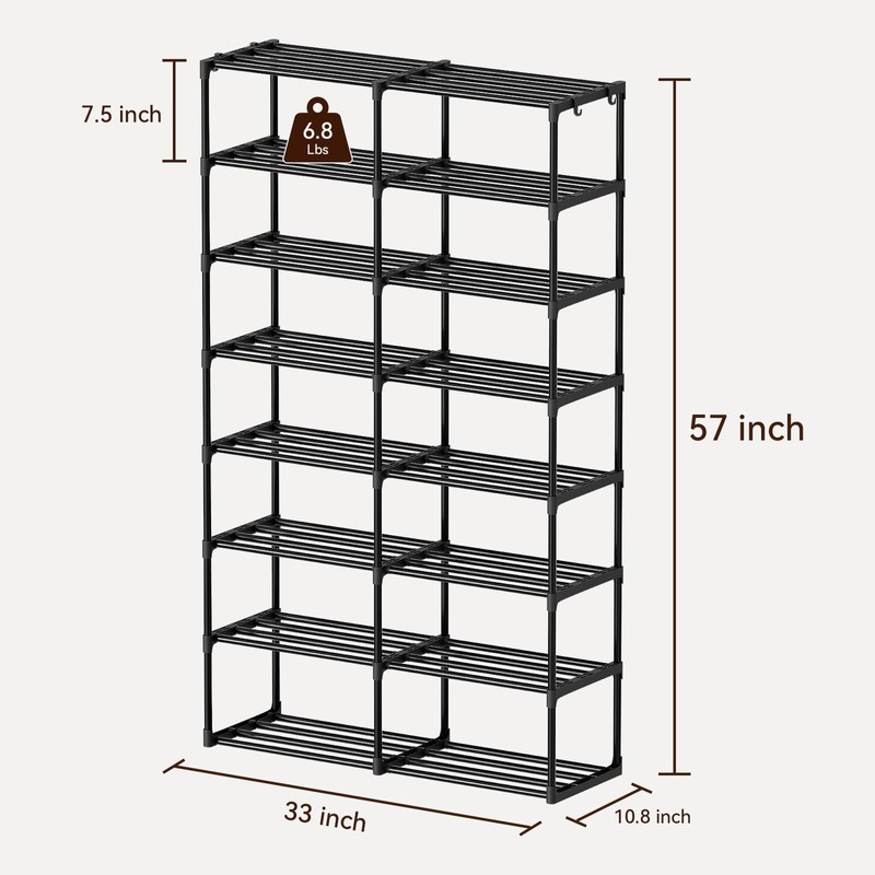SUFAUY 8 Tier Metal Shoe Rack 40 Pairs, Large Capacity