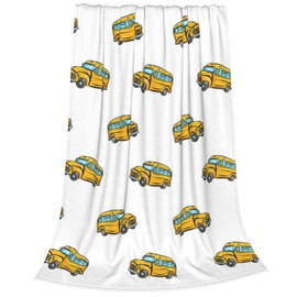 School Bus Blanket 50"x60" - Extra Soft Fleece Flannel Throw Blankets for Adults, Kids, Couples - Cozy Plush Blanket for Bed, Couch, Gift for Teachers, Bus Lovers