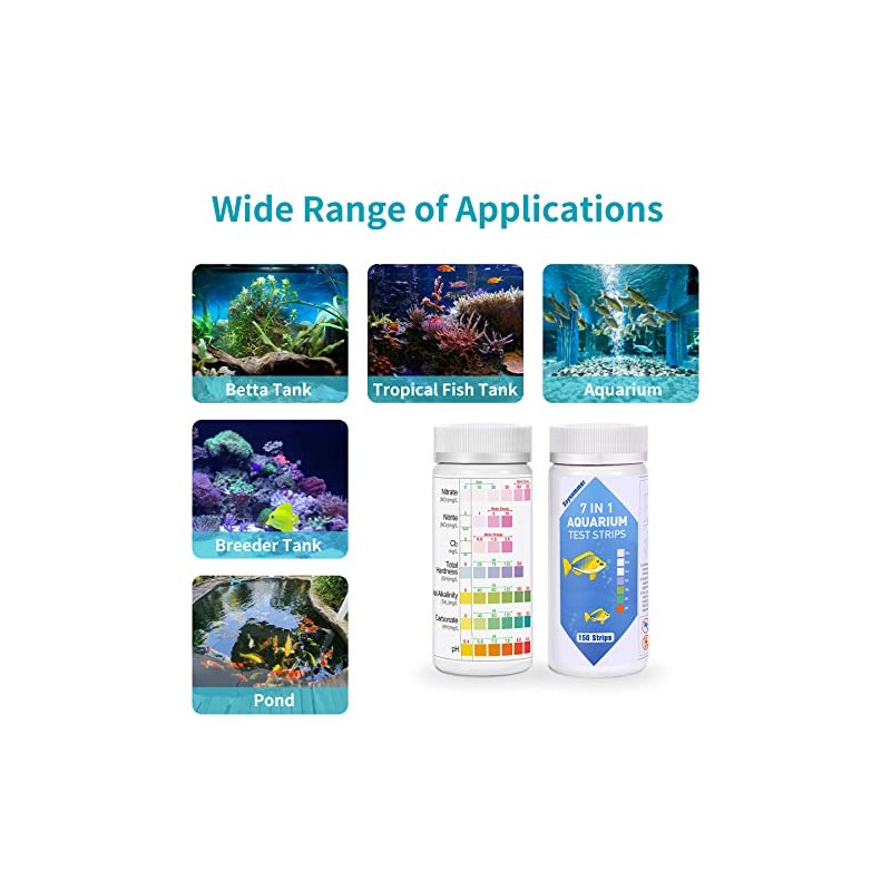 Tiras de prueba de acuario 7 en 1, 150 unidades