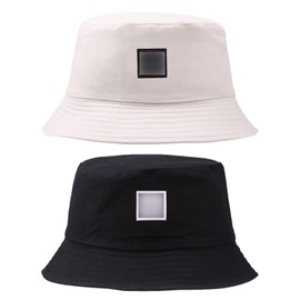 MUNKST 2 PCS Fishing Hats Bucket Unisex Sun Cotton Bucket Foldable Fishing Leisure Outdoor Smiling Face Hat Summer Hat Autumn Camping Travel Hiking Black