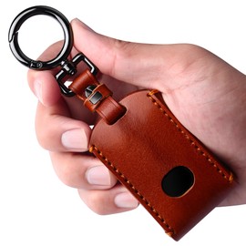 Tukellen for Mazda Leather Key Fob Cover with Keychain Compatible with 3 6 CX-5, CX-30, CX-9,4-Buttons Smart Remote, Genuine Leather Key case-Brown
