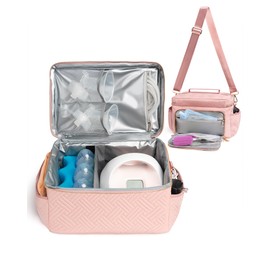 Zoosa Bolsa de almacenamiento compatible con Spectra S1 S2 Gold, estuche de transporte, EliteMom Bolsa de extracción de leche con enfriador y correa, Rosado