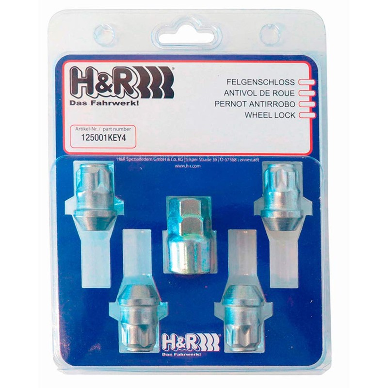 H&R 125001KEY4 Rim Lock Nuts Set of 4 Cone 60
