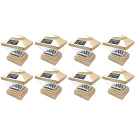 8-Pack Outdoor Garden 4 x 4 Solar LED Post Deck Cap Square Fence Light Landscape Lamp Lawn PVC Vinyl Wood Sunlight (Copper)