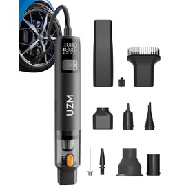 UZM 3 in 1 Tire Inflator and Car Vacuum, Car Vacuum Portable Cordless, 2X Fast Inflation, 12000pa Suction Power, LED Display,150 PSI, Portable Tire Inflator for E-Bike,Motorcycle,Ball