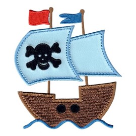 PatchMommy Piratenschiff Patch Aufnäher Applikation zum Aufbügeln Bügelbild - für Kleidung Jeans Jacken Kinder Baby
