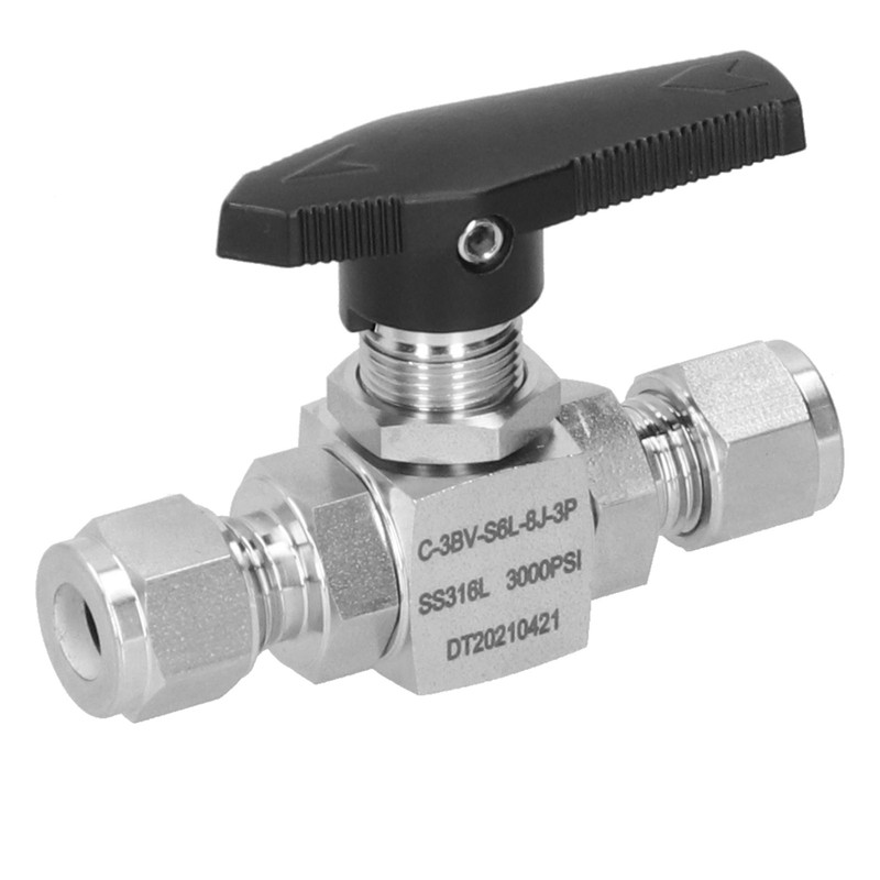 Ball Valve Stainless Steel 3Piece Type StraightThrough Ferrule Equipment SS316L