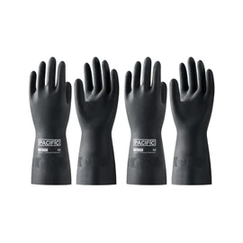 PACIFIC 2 Pairs Chemical Resistant Gloves, Heavy Duty Industrial Rubber Gloves, Resist Acid, Alkali and Oil, 12.6", Medium