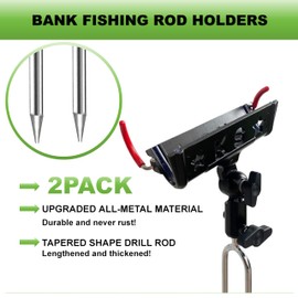 Fishing Rod Holders for Bank Fishing，Automatic Locking Bank Fishing Rod Holders，360 Degree Adjustable Fishing Pole Stand ，2 Pack Upgraded Fishing Pole Holders for Ground, Beach (Black)