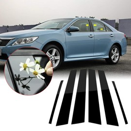 Xotic Tech Pillar Post Side Door Window Cover Trim Pre-Cut Molding, Compatible with Toyota Camry 2012-2015 (Glossy Black)