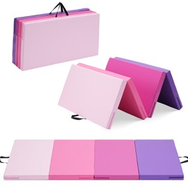 Joppoint Gymnastics Mat, 3'x6'x2'' Thick 4-Panel Folding Kids' Gymnastic Tumbling Mat with Carrying Handles for Home Gym Exercise & Play