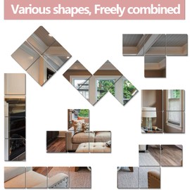 BQRIS Unbreakable Full Length Wall Mirror,The Door Mirror,4Pack 14''x14'',Acrylic Mirror Kids,Shatterproof Plexiglass Long Mirrors for Bedroom Closet,Children Non Glass Stick on Mirror