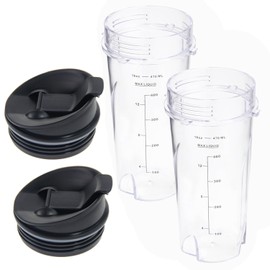 16oz Replacement Cups for Ninja QB3001SS Fit Compact Personal Blender, Single Serve 16-Ounce Cup Set for Ninja BL770 BL780 BL660 Professional Blender, with Seal Lids- 2 Pack